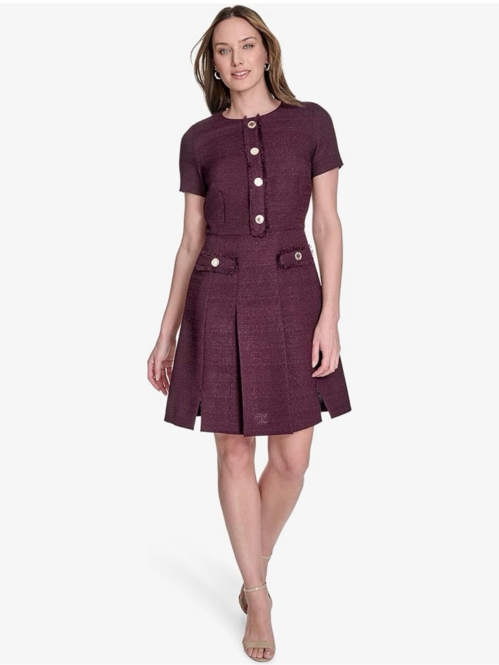 NWT Tommy Hilfiger Women's Short Sleeve Button Front A-line Dress 4